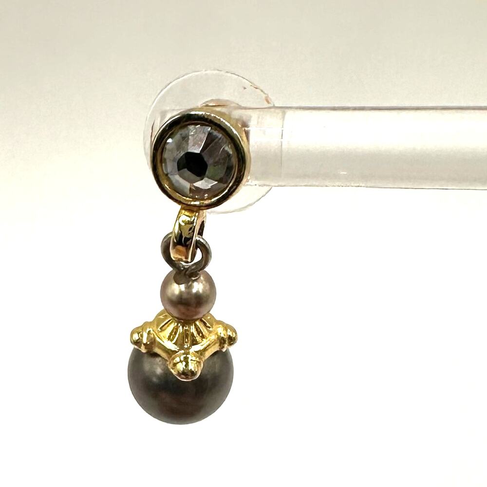 Brighton Gray Dangling Pearl Earrings Pierced Dangle Costume Jewelry Collectible